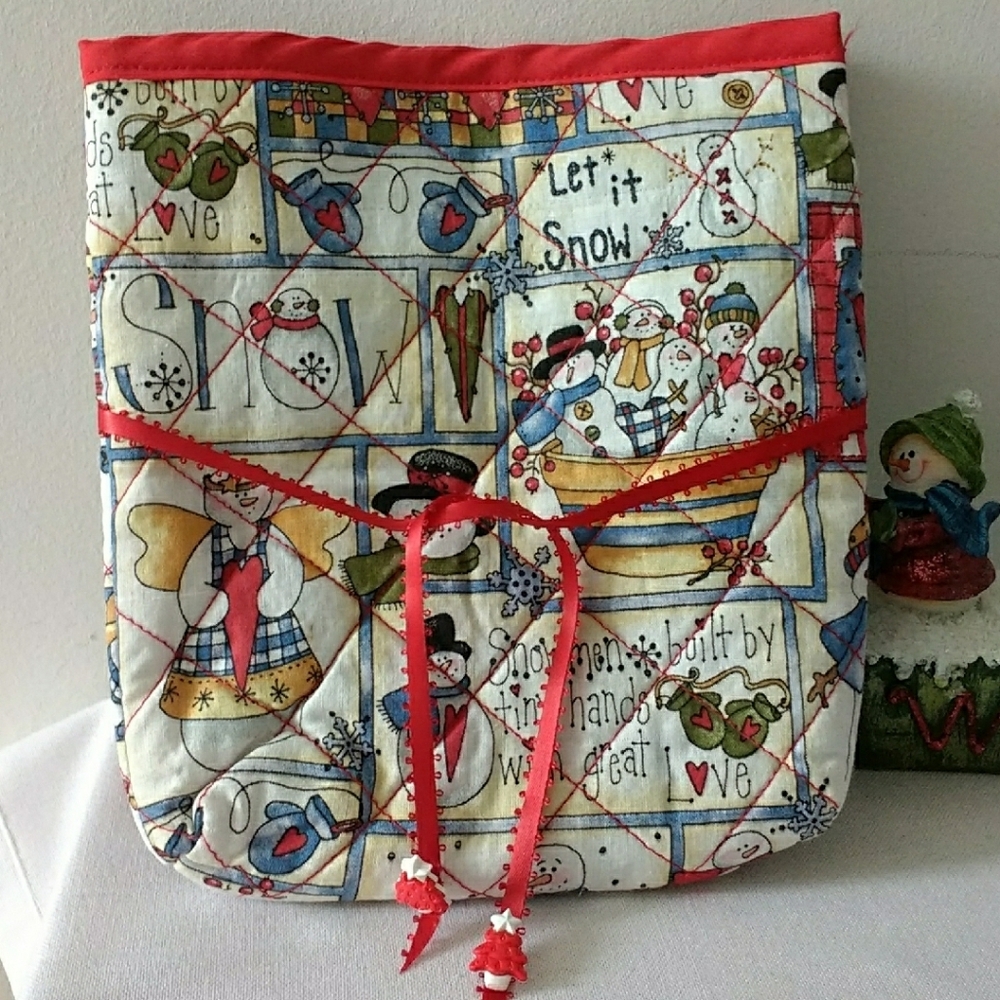 Festive Handmade Snowman Gift Bag